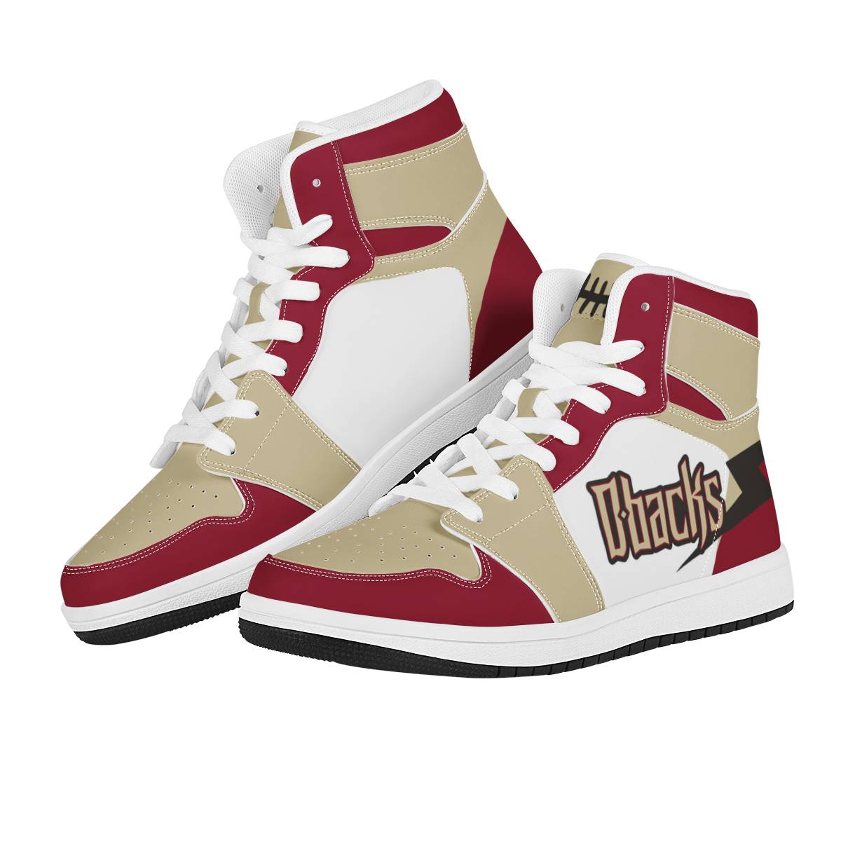 Women's Arizona Diamondbacks High Top Leather AJ1 Sneakers 002